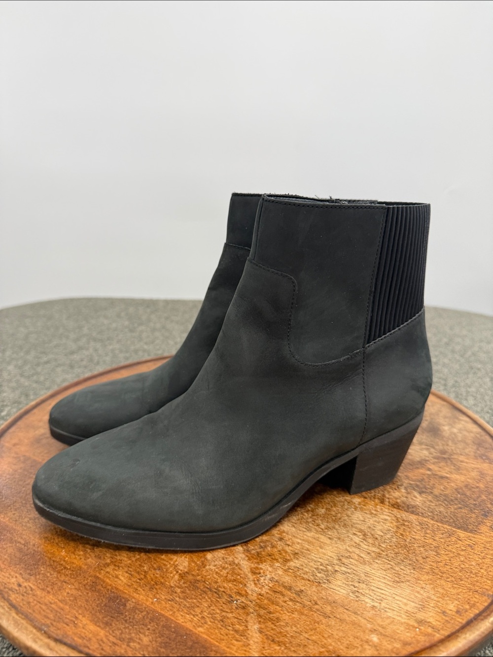 Vionic Boots Wm 7 Shantelle Black Leather Ankle Block Heel Comfort Booties